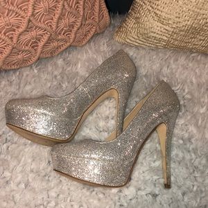 Size 8.5 silver sequence heels/stilettos